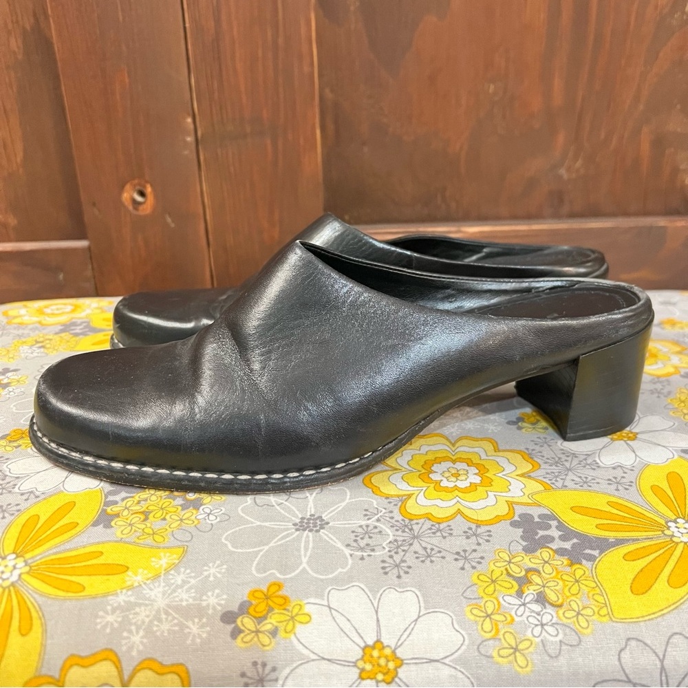 ANTONIO MELANI Black Leather Mules